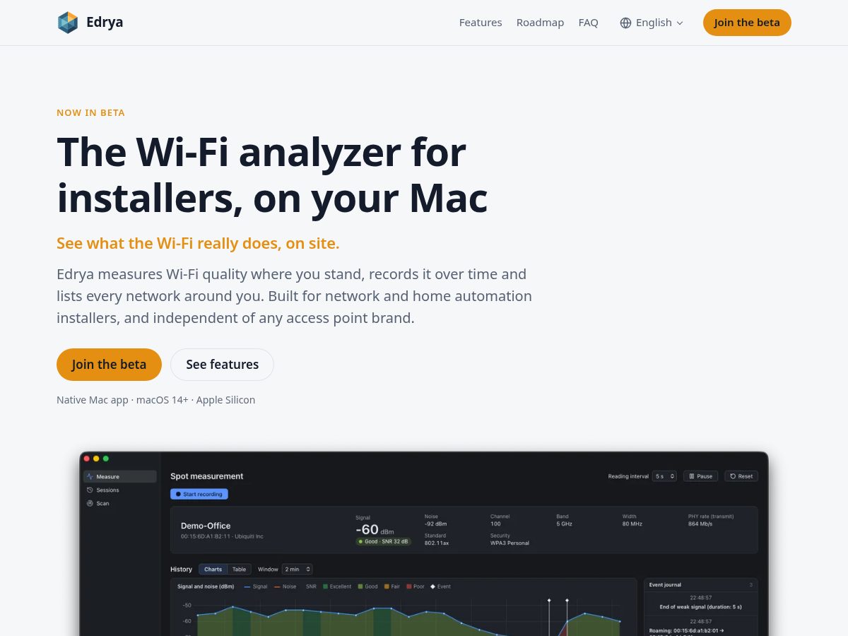 Landing-page snapshot of edrya.app