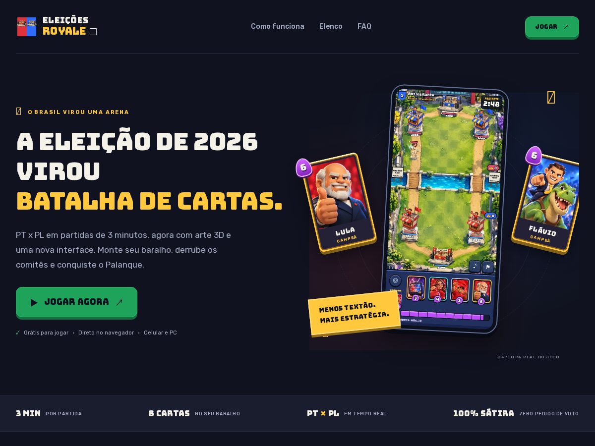 Landing-page snapshot of eleicoesroyale.com