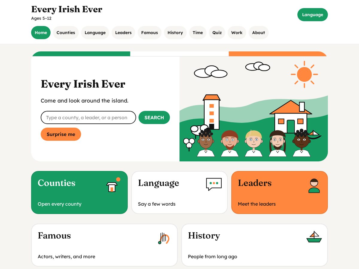 Landing-page snapshot of everyirishever.com