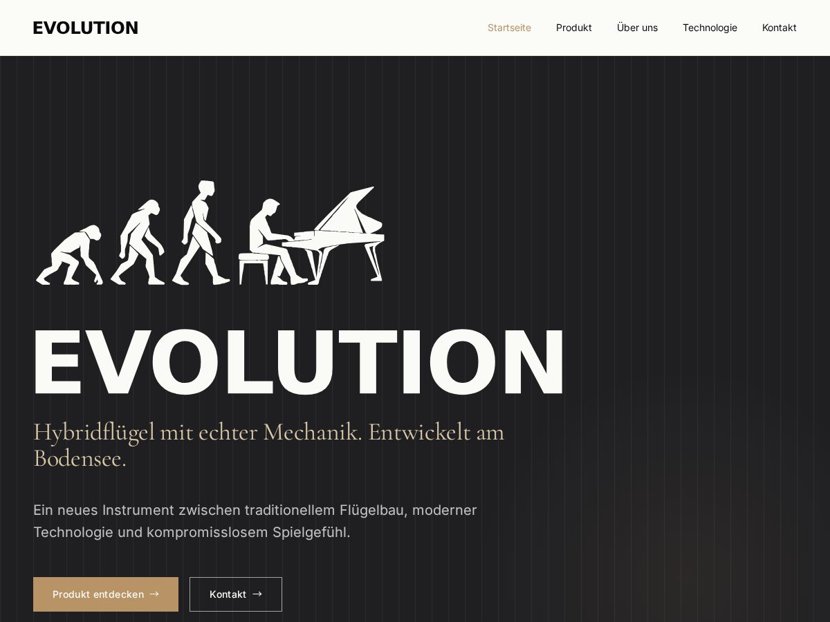 Landing-page snapshot of evolution-piano.com