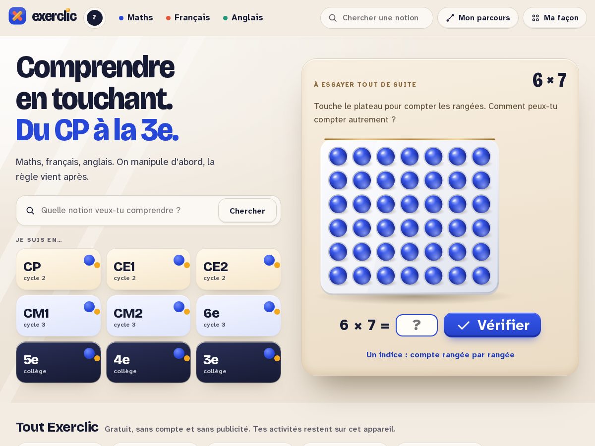 Landing-page snapshot of exerclic.com