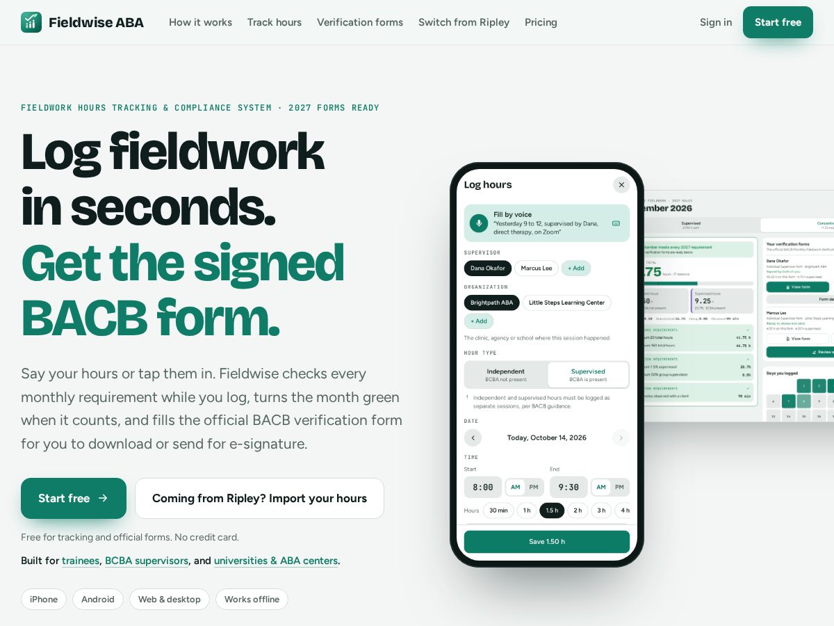 Landing-page snapshot of fieldwiseaba.com