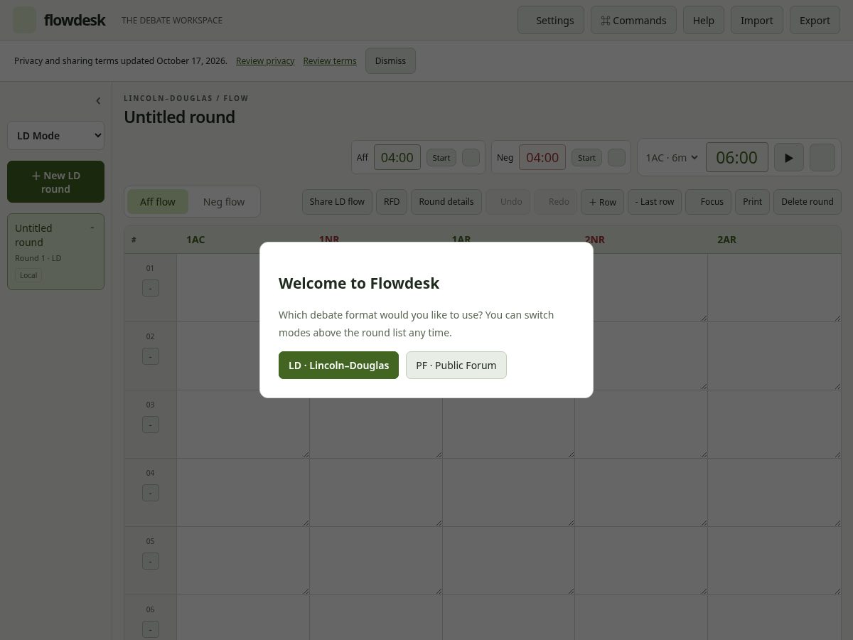 Landing-page snapshot of flowdesk.party