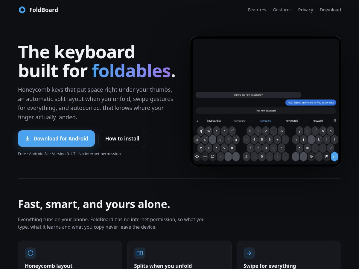 Landing-page snapshot of foldboard.app