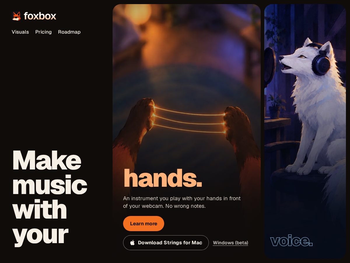 Landing-page snapshot of foxbox.tech