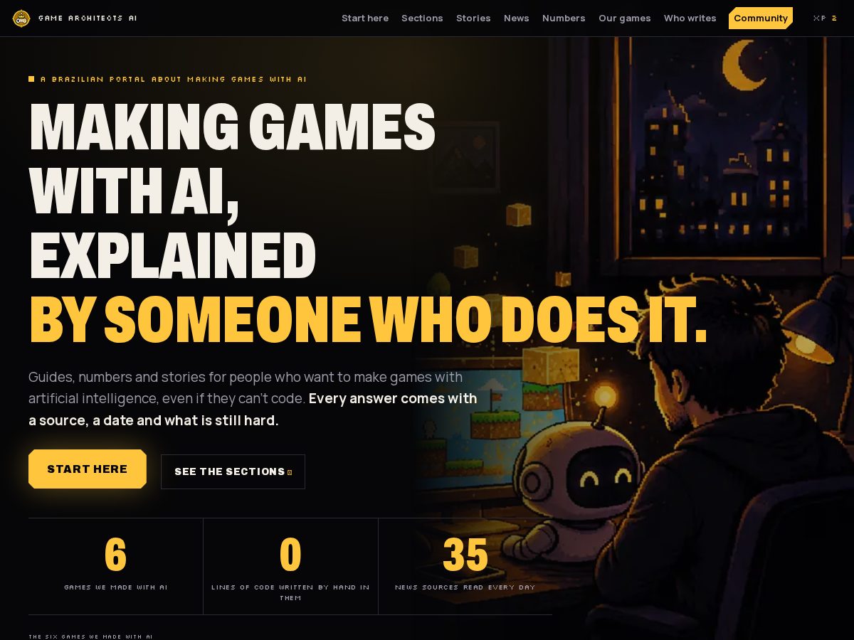 Landing-page snapshot of gamearchitectsai.com