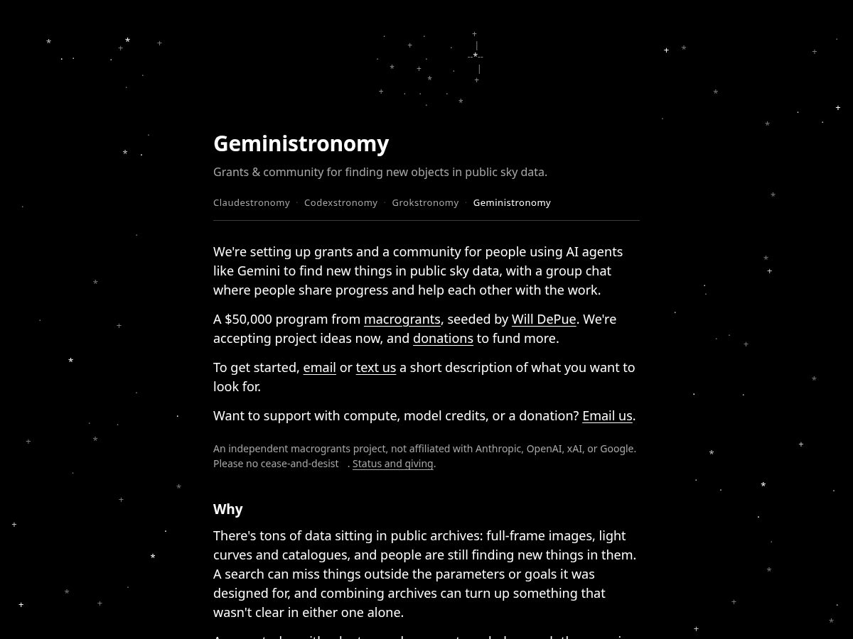 Landing-page snapshot of geministronomy.com