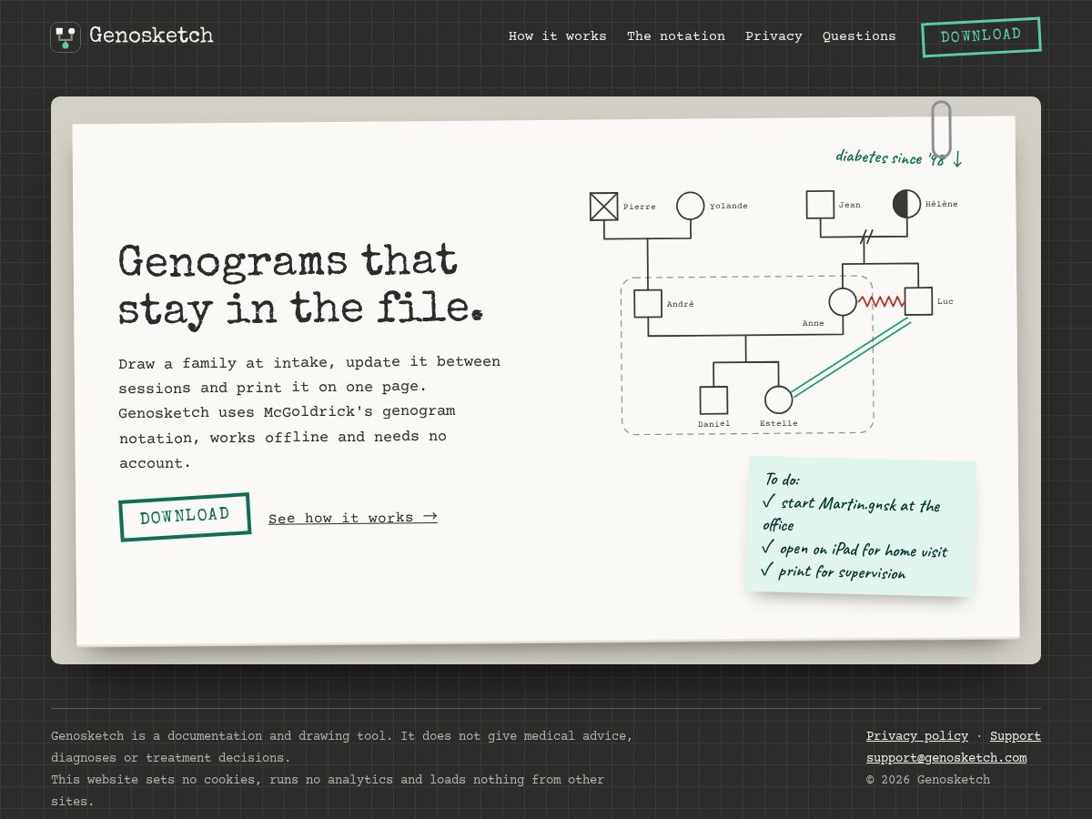 Landing-page snapshot of genosketch.com