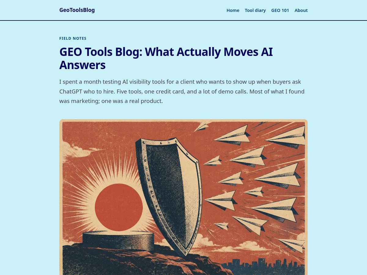 Landing-page snapshot of geotoolsblog.com