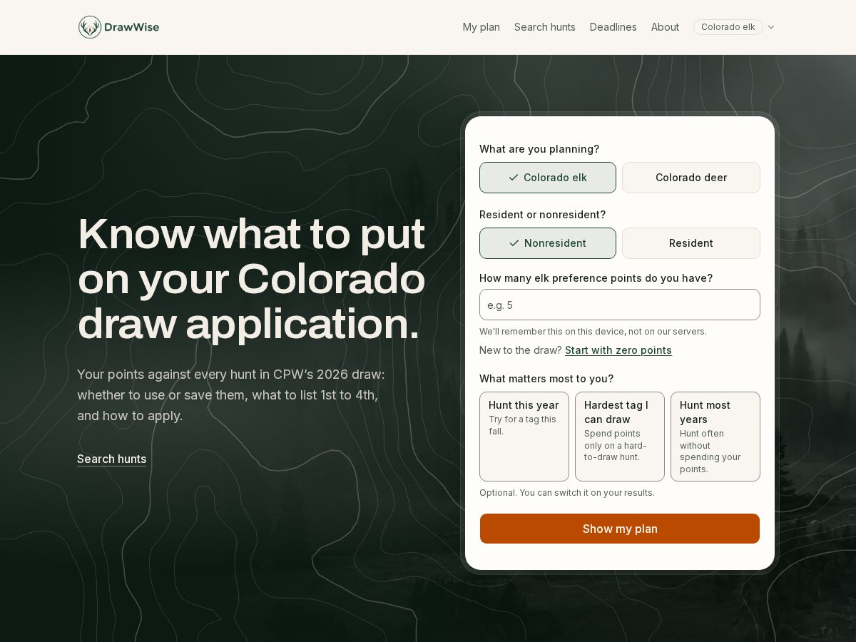 Landing-page snapshot of getdrawwise.com