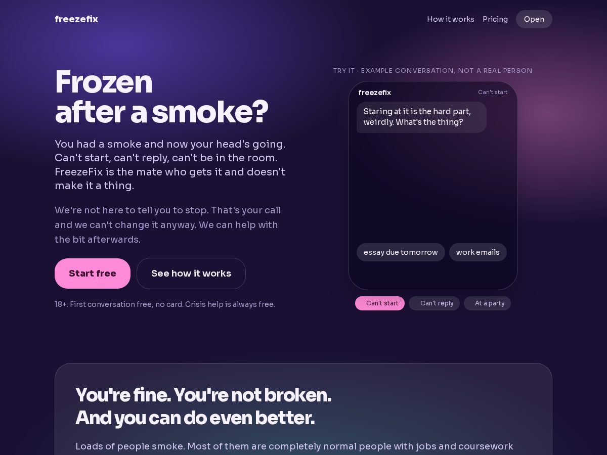 Landing-page snapshot of getfreezefix.com