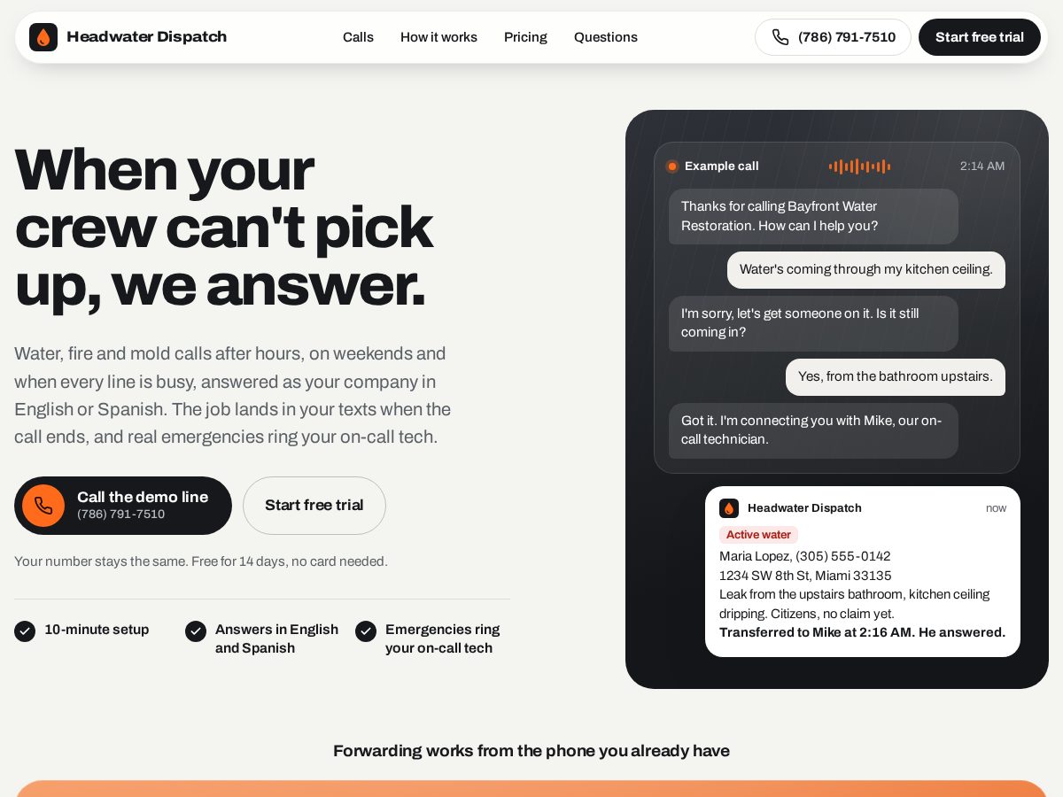 Landing-page snapshot of getheadwaterdispatch.com