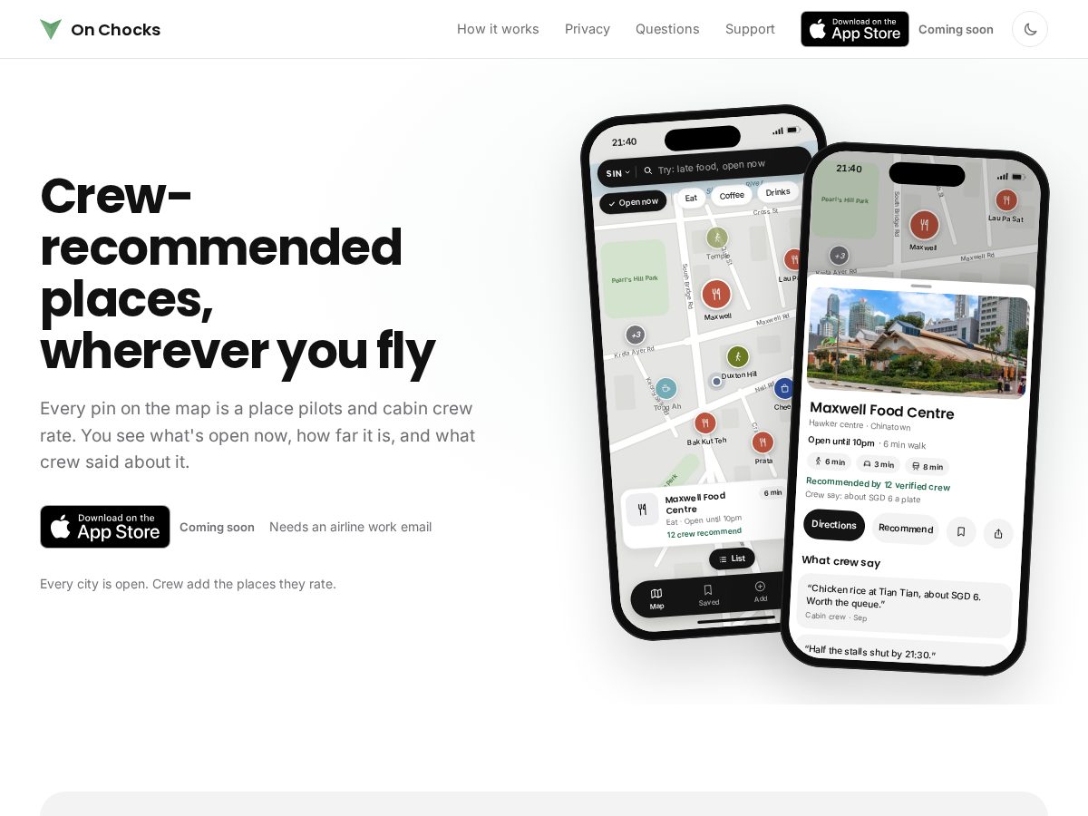 Landing-page snapshot of getonchocks.app