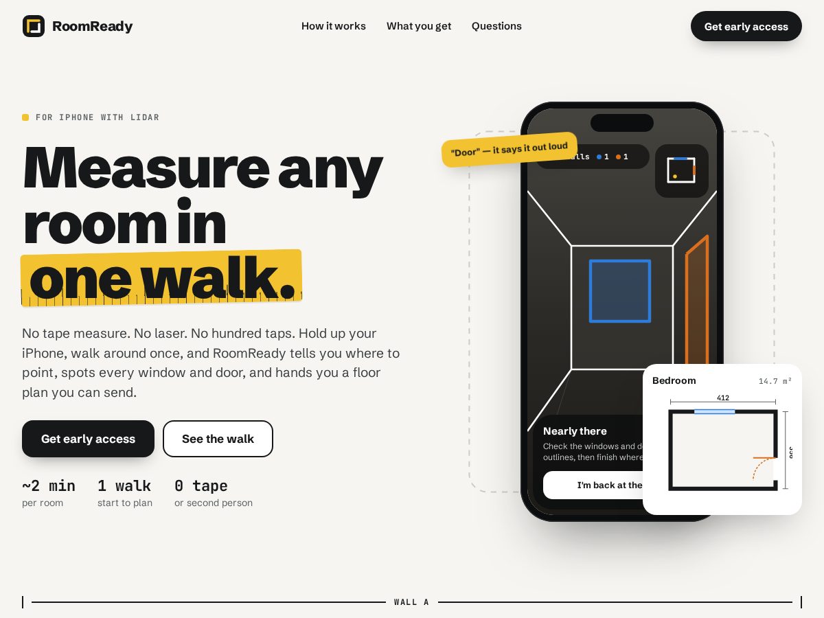 Landing-page snapshot of getroomready.app