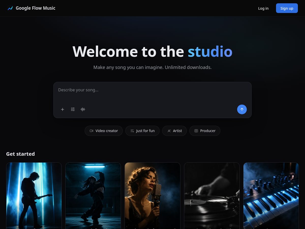 Landing-page snapshot of googlemusicflow.lol