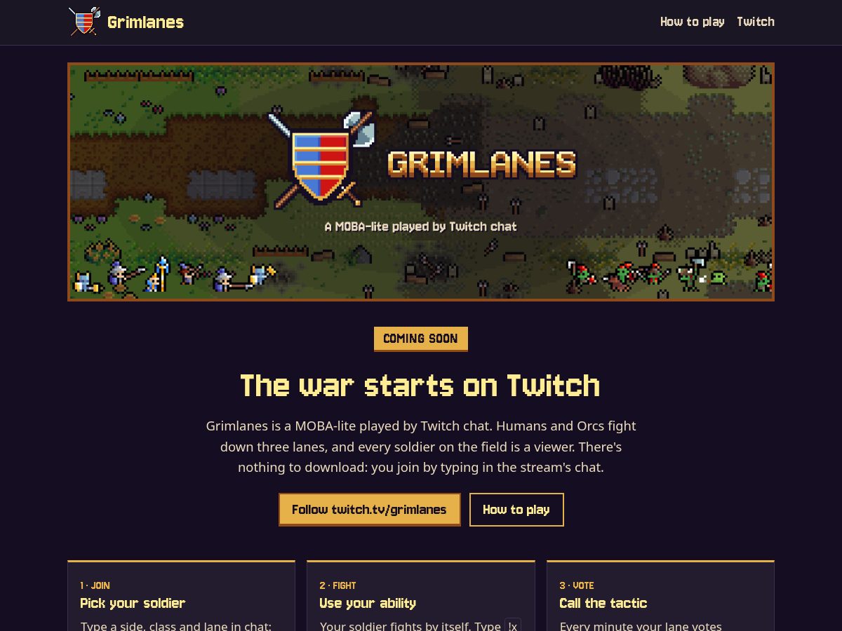Landing-page snapshot of grimlanes.com