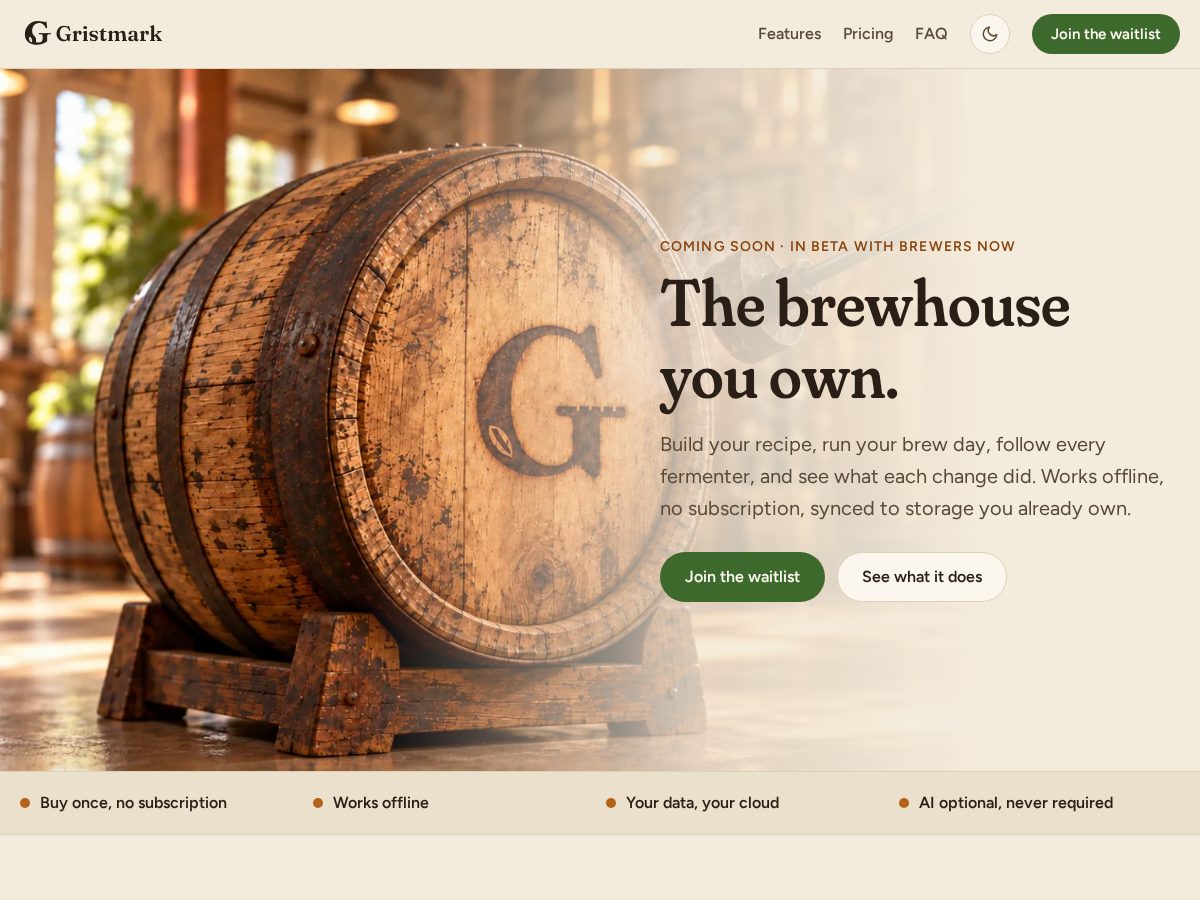 Landing-page snapshot of gristmark.com