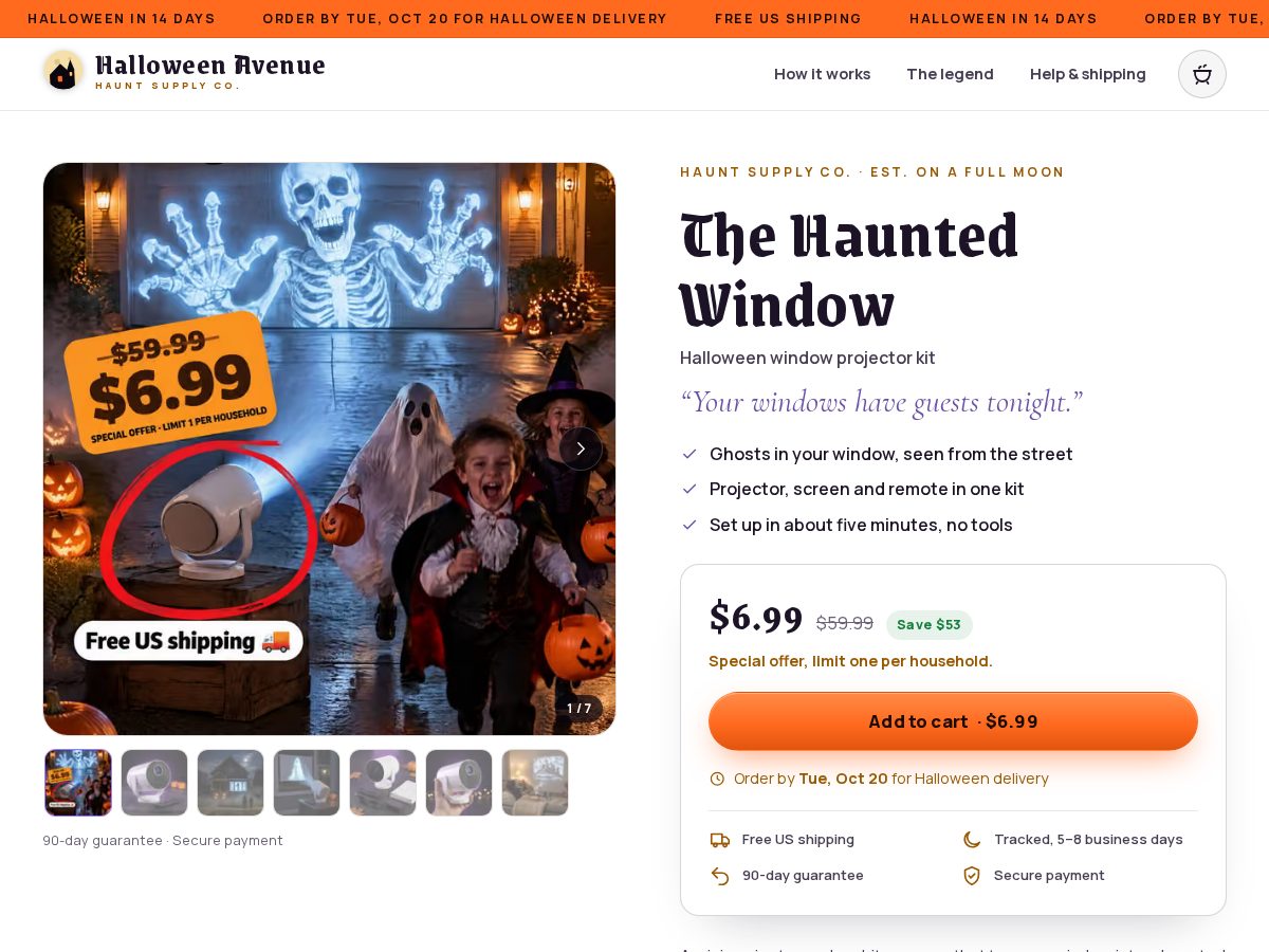 Landing-page snapshot of halloweenavenue.com