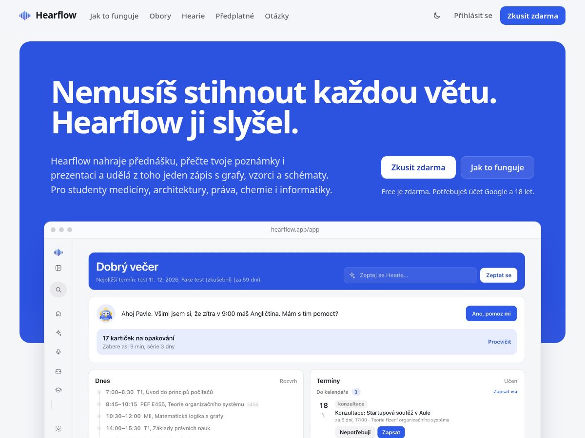 Landing-page snapshot of hearflow.app