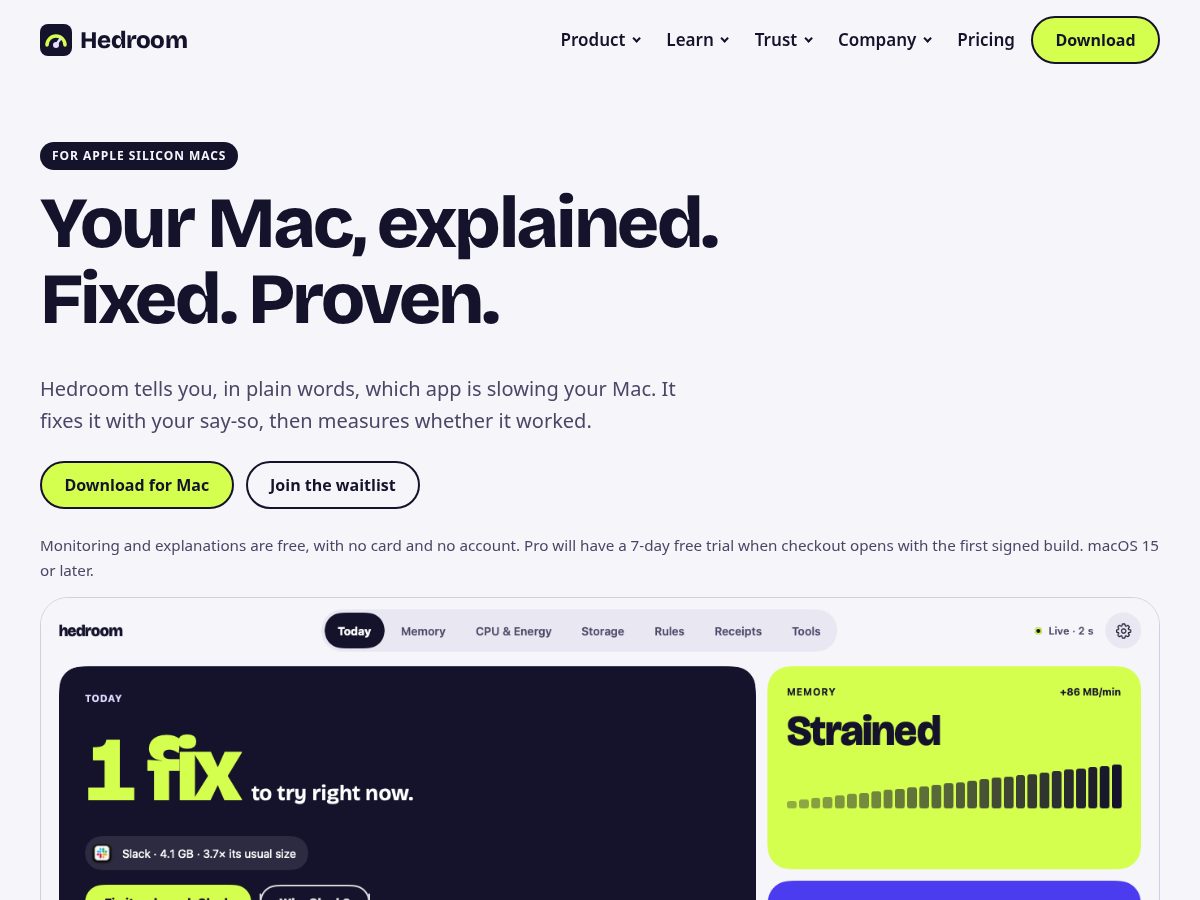 Landing-page snapshot of hedroomapp.com