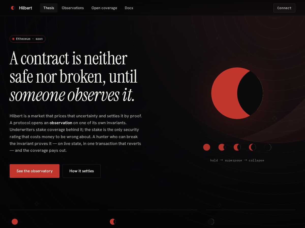 Landing-page snapshot of hilbert.observer