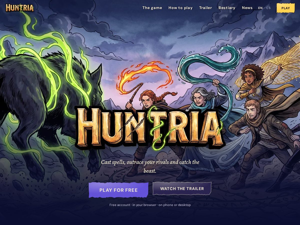 Landing-page snapshot of huntria.com