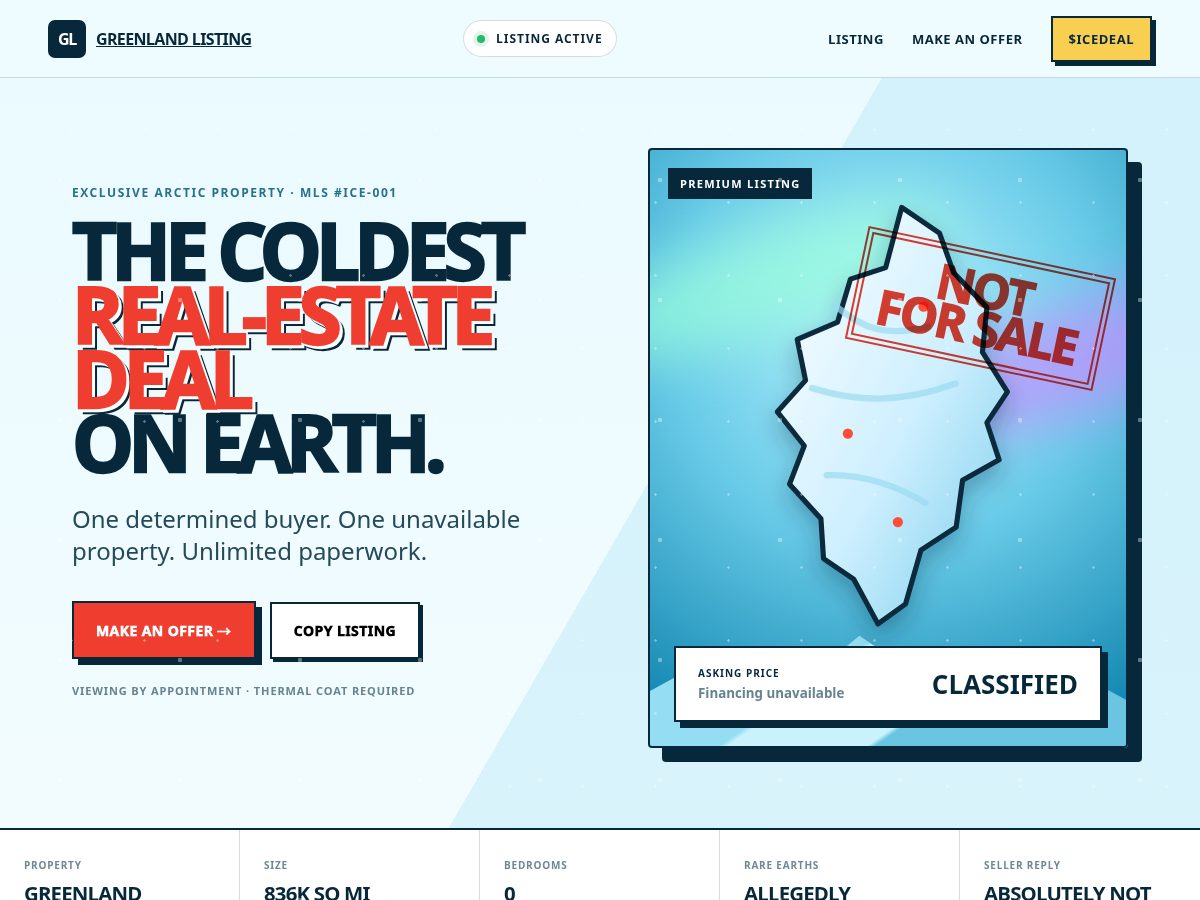Landing-page snapshot of icedeal.fun