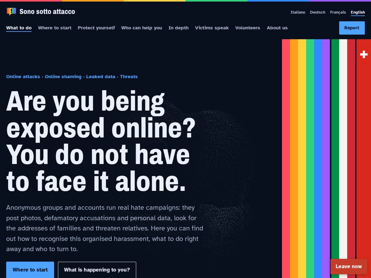 Landing-page snapshot of imunderattack.org