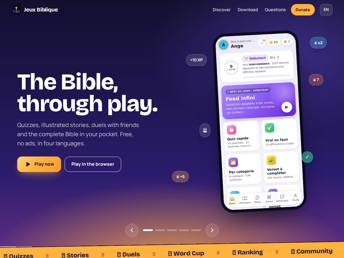 Landing-page snapshot of jeuxbiblique.com