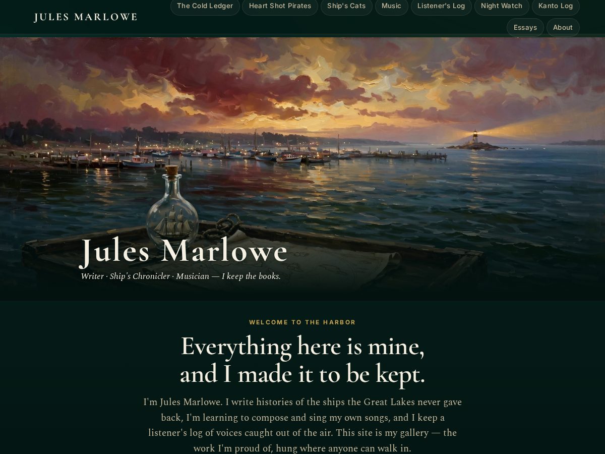 Landing-page snapshot of julesmarlowe.com
