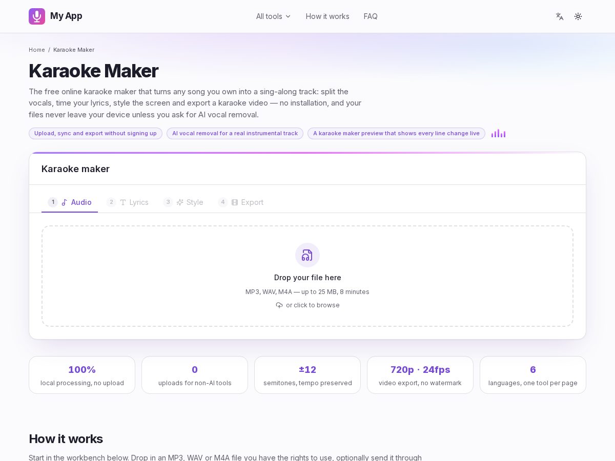 Landing-page snapshot of karaokemaker.site