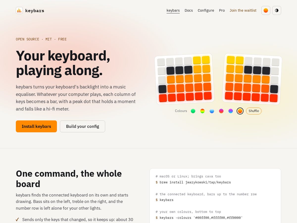 Landing-page snapshot of keybars.app