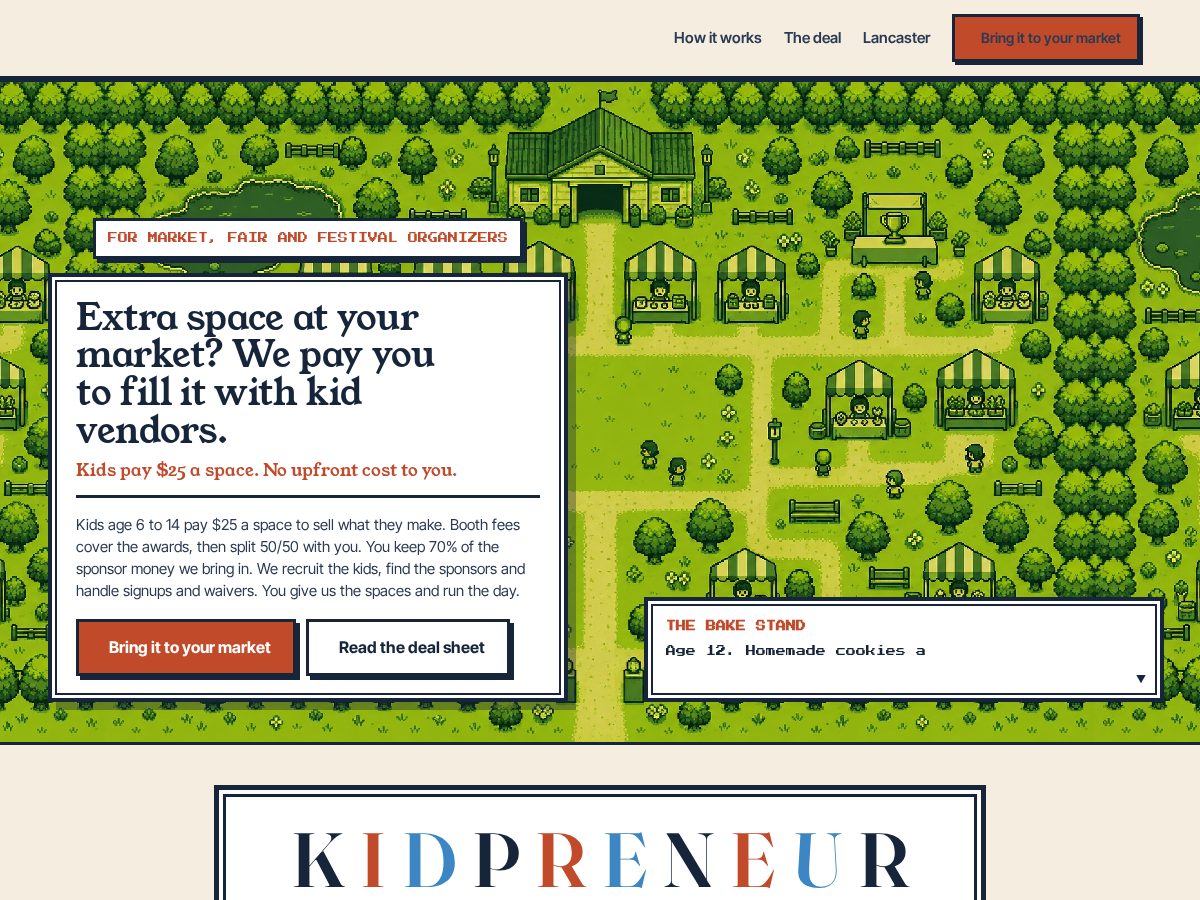Landing-page snapshot of kidpreneurdays.com