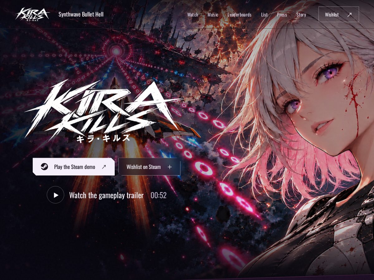 Landing-page snapshot of kirakills.com