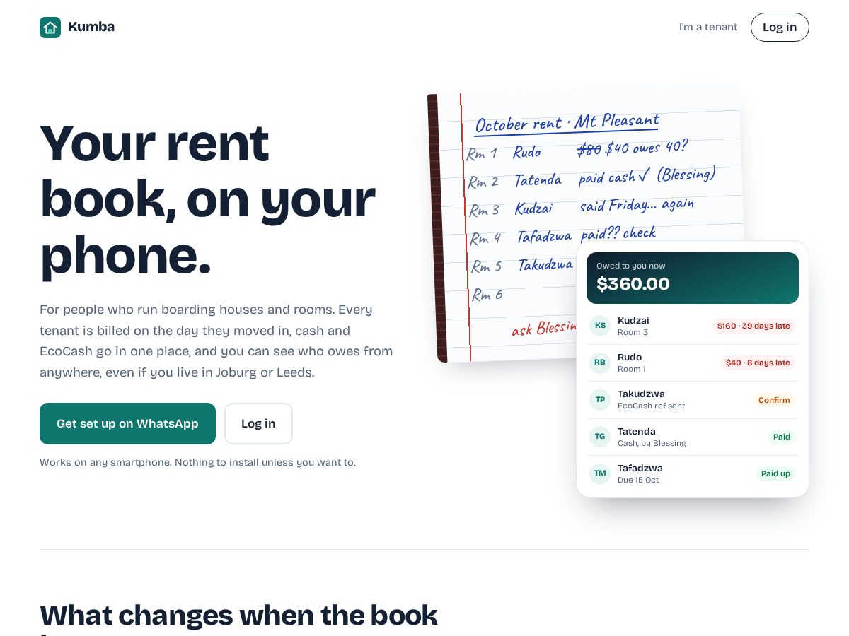 Landing-page snapshot of kumbaonline.com