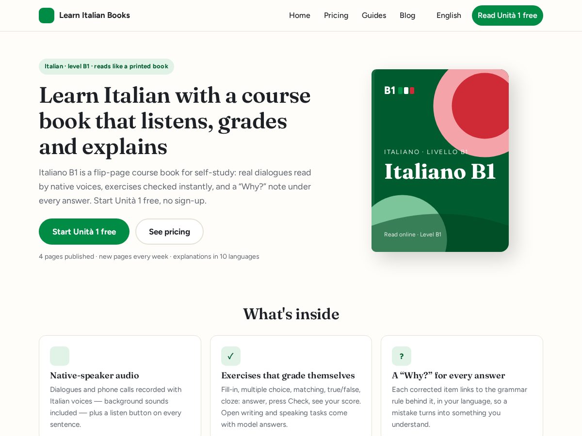 Landing-page snapshot of learnitalianbooks.com