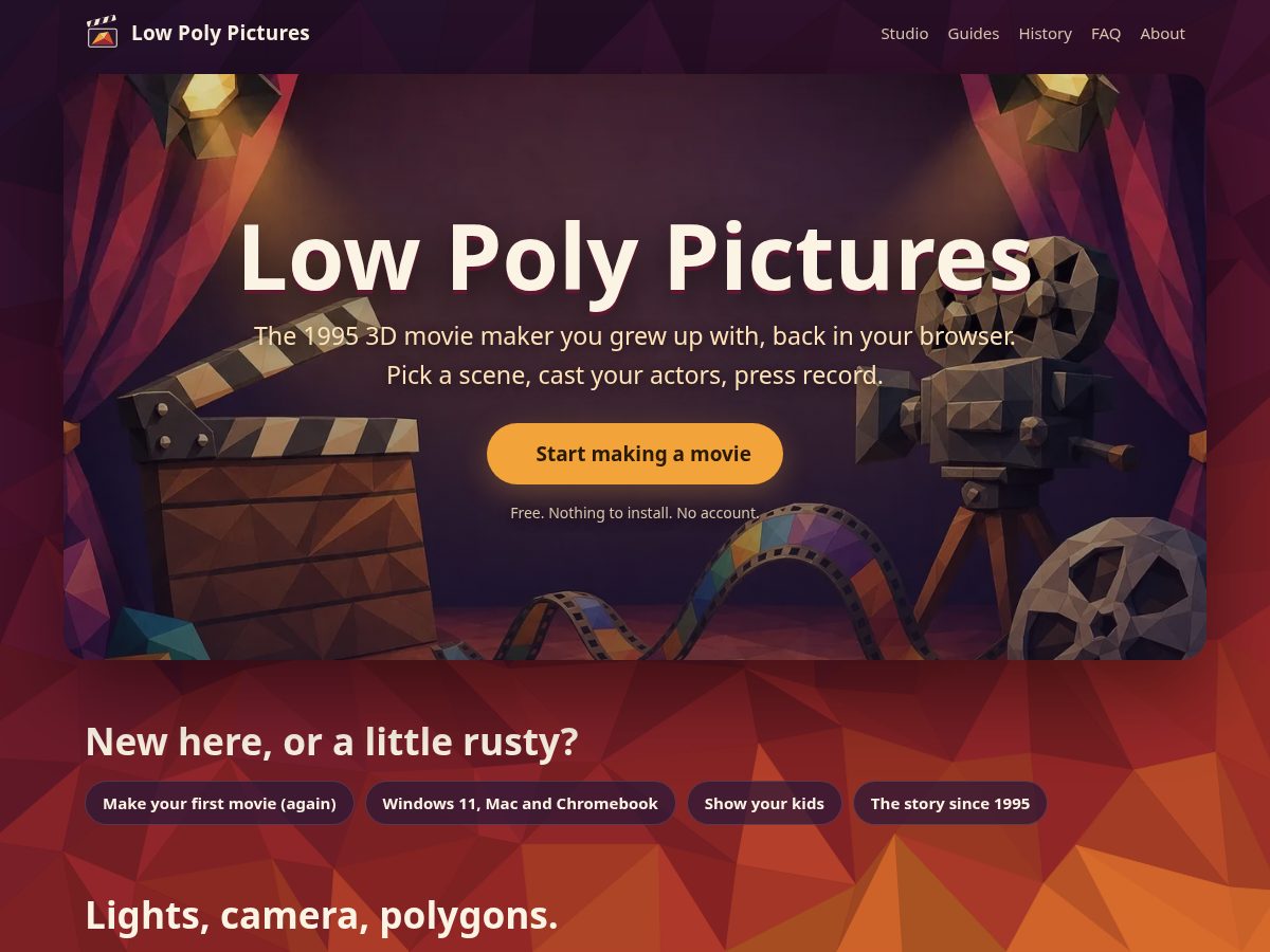 Landing-page snapshot of lowpoly.mov
