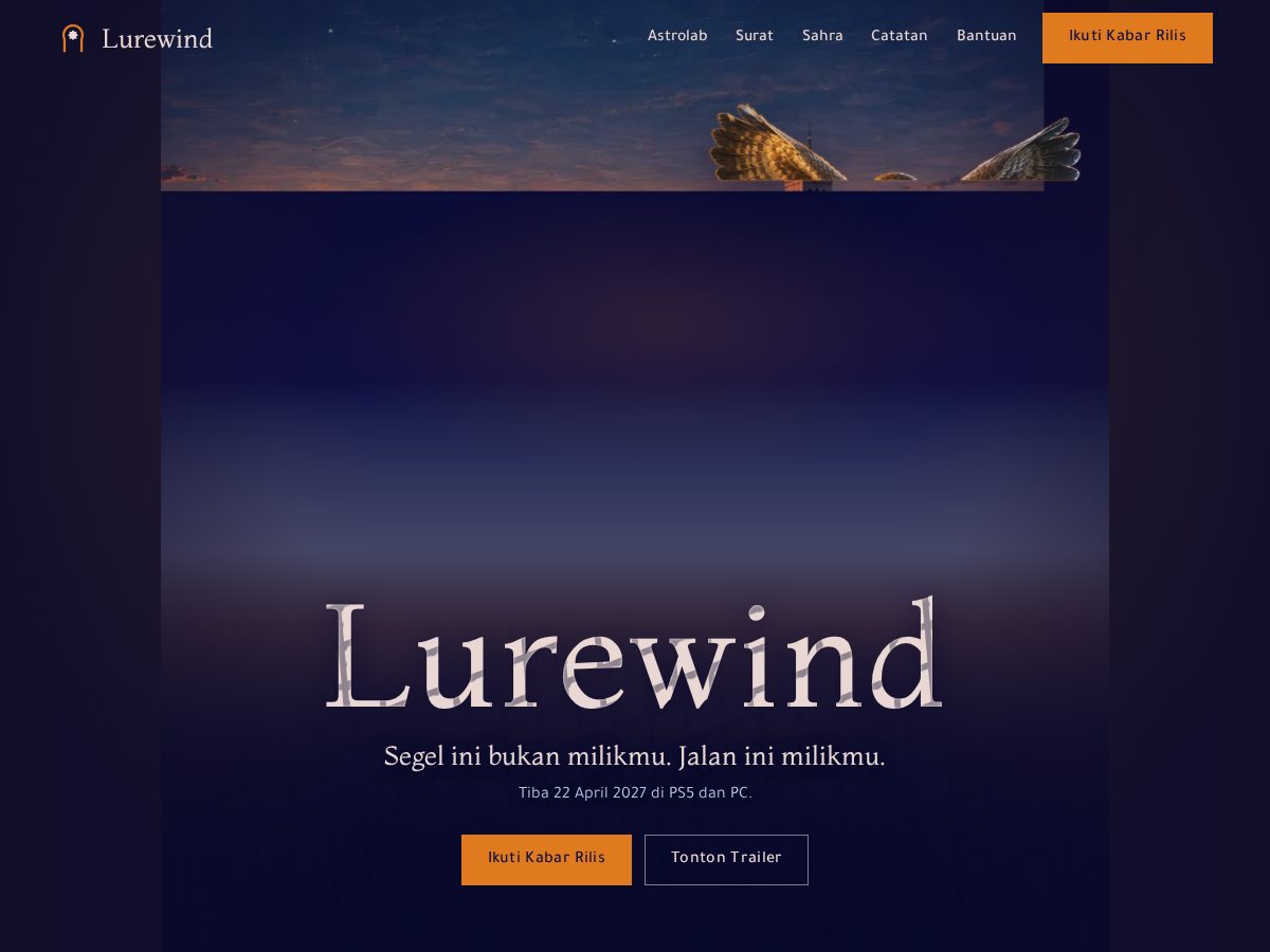 Landing-page snapshot of lurewind.com