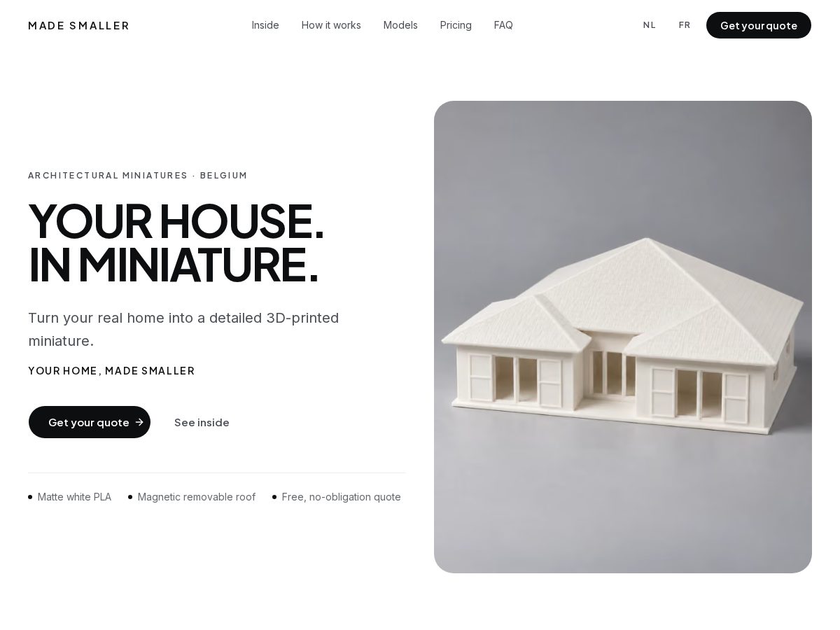 Landing-page snapshot of madesmaller.com