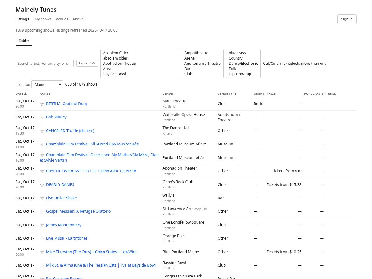 Landing-page snapshot of mainlytunes.com