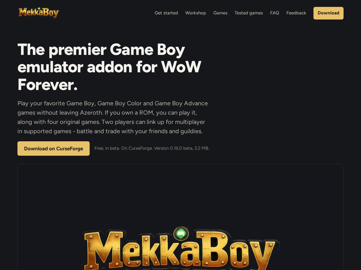 Landing-page snapshot of mekkaboy.com