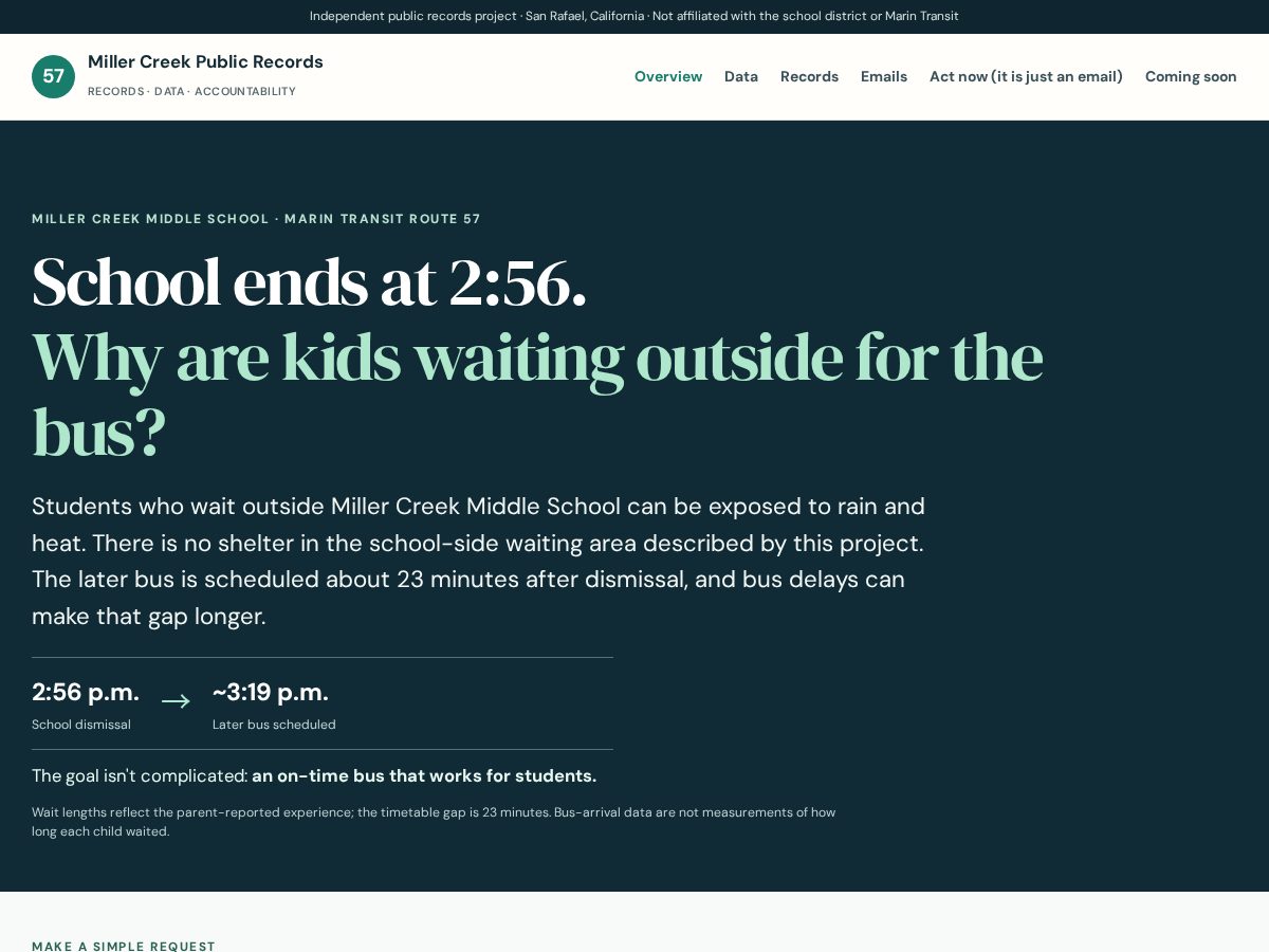 Landing-page snapshot of millercreekbusing.com