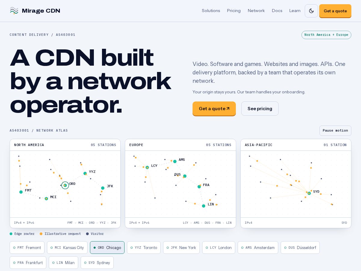 Landing-page snapshot of miragecdn.com