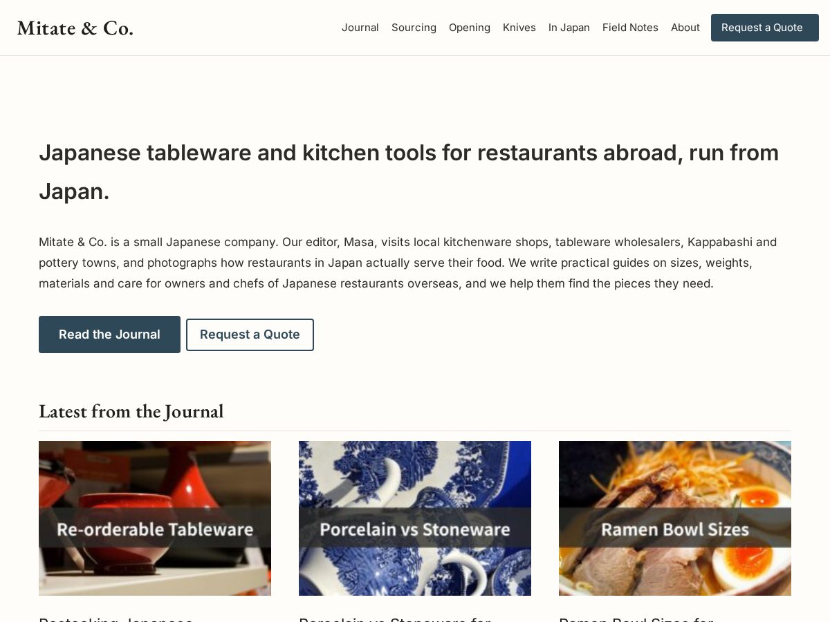 Landing-page snapshot of mitateandco.com