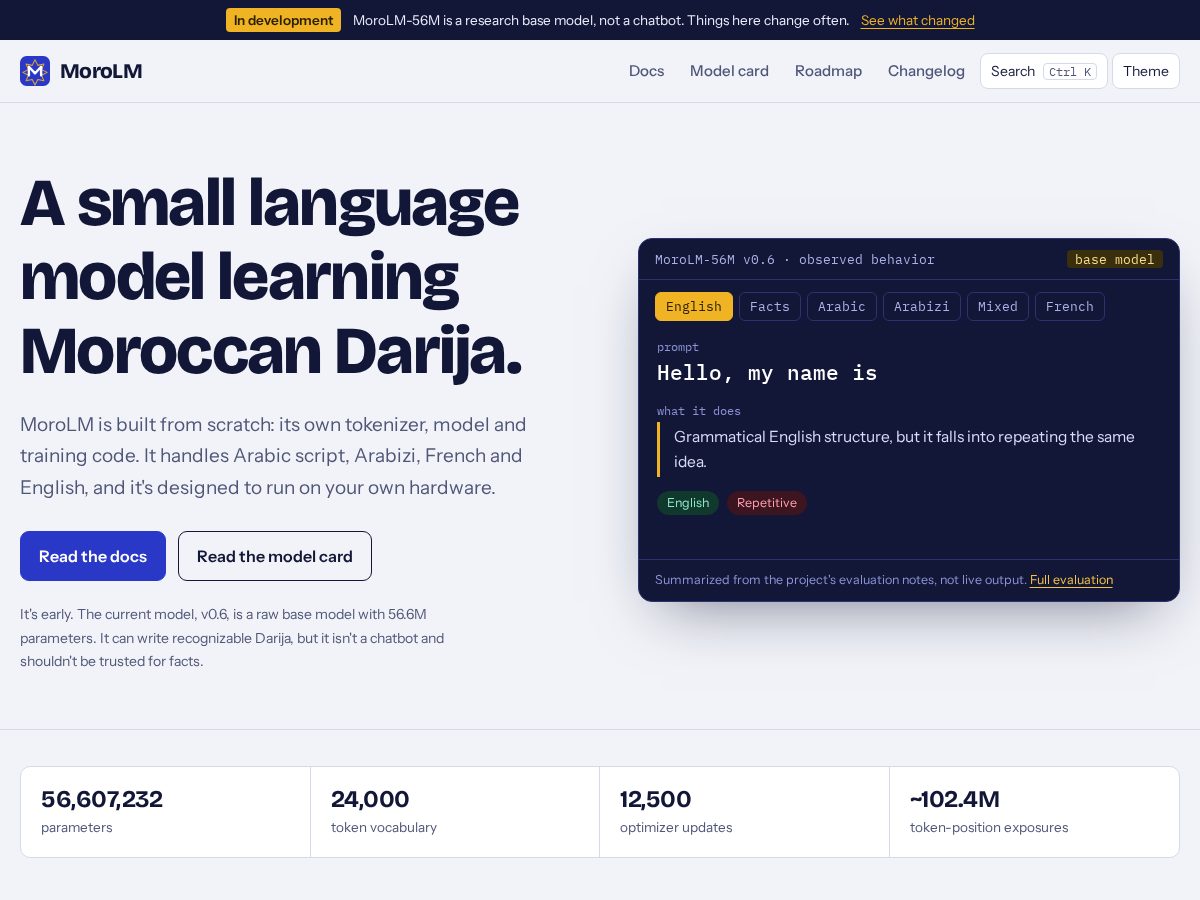 Landing-page snapshot of morolmai.com