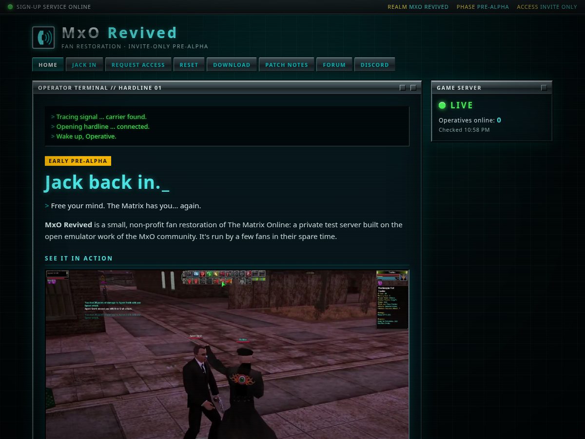 Landing-page snapshot of mxorevived.com