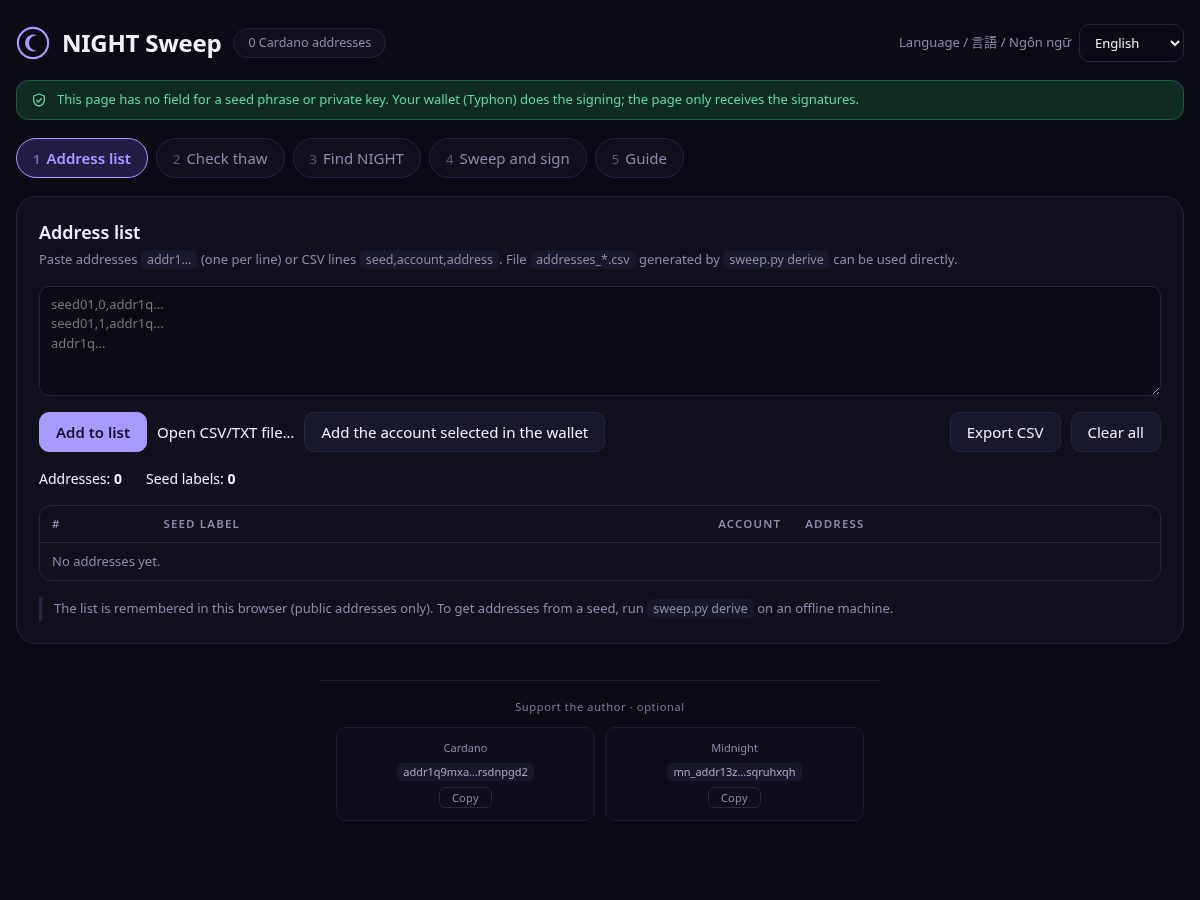 Landing-page snapshot of nightsweep.xyz