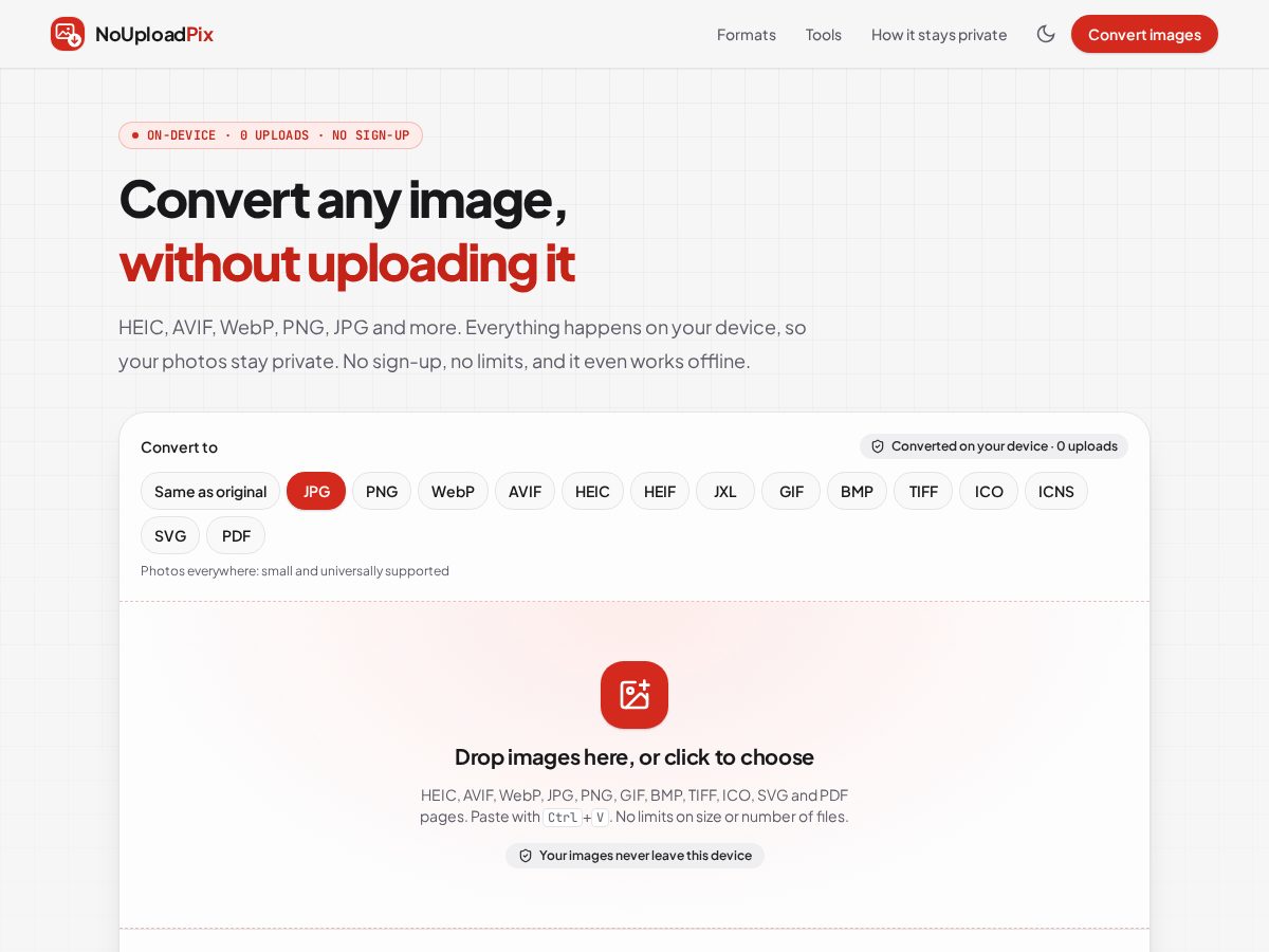 Landing-page snapshot of nouploadpix.com
