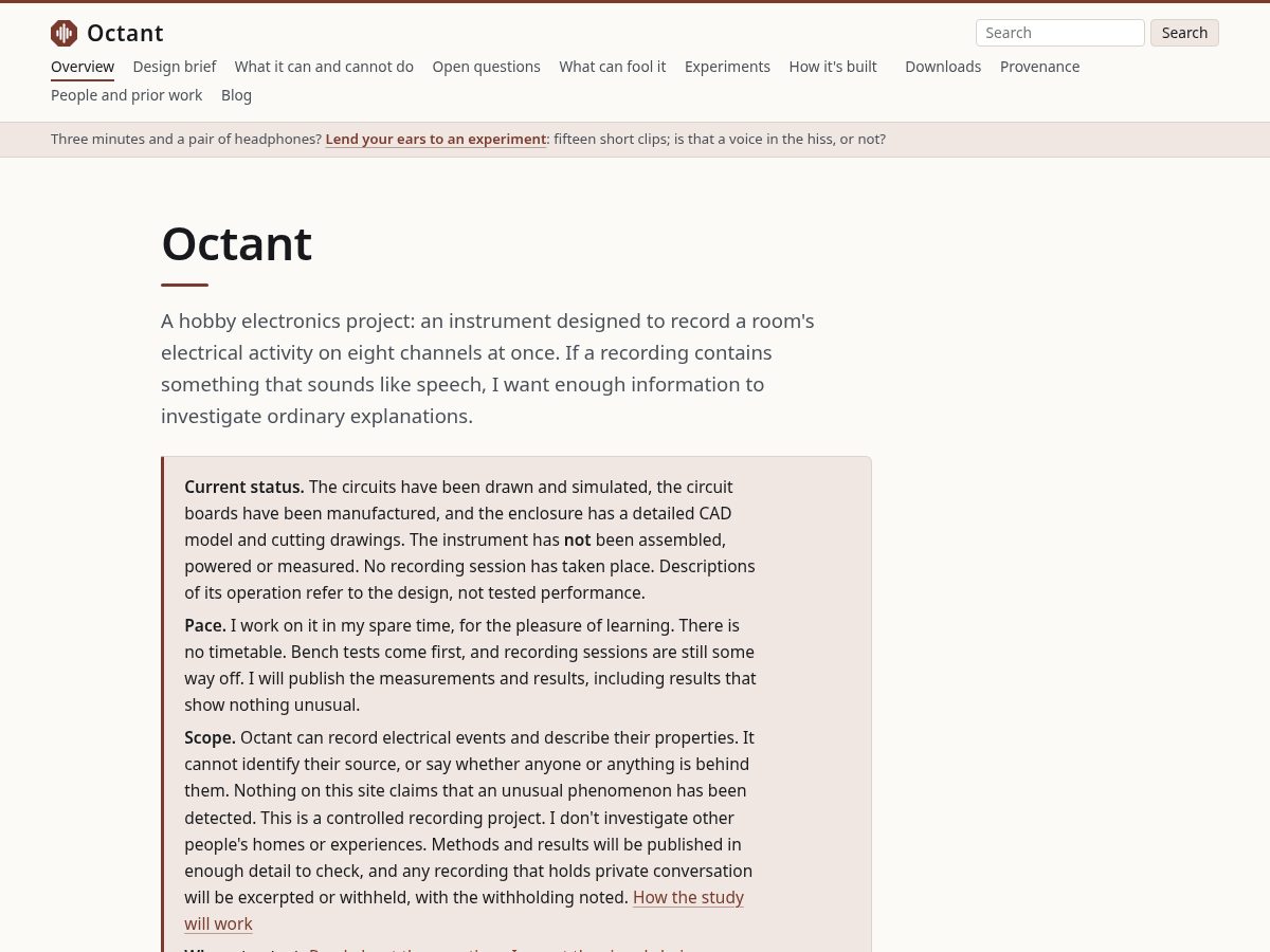 Landing-page snapshot of octant-project.com