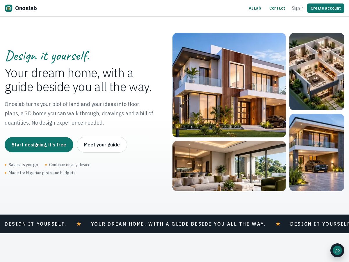 Landing-page snapshot of onoslab.com